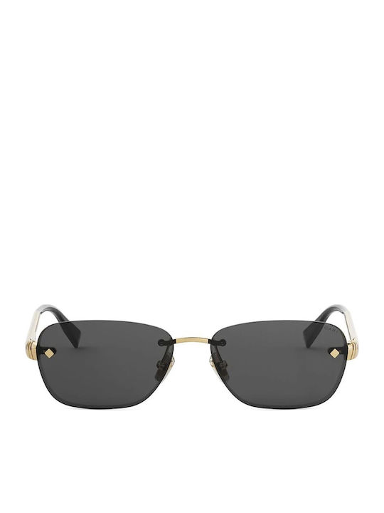 Bvlgari Unisex Sonnenbrille mit Gold Metall Gestell und Schwarz Linse