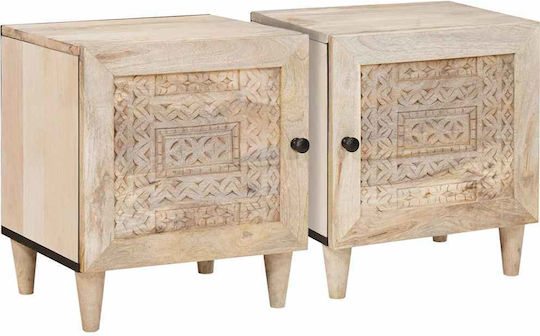 Bedside Tables Made of Solid Mango Wood 2 Pieces 40x33x46cm