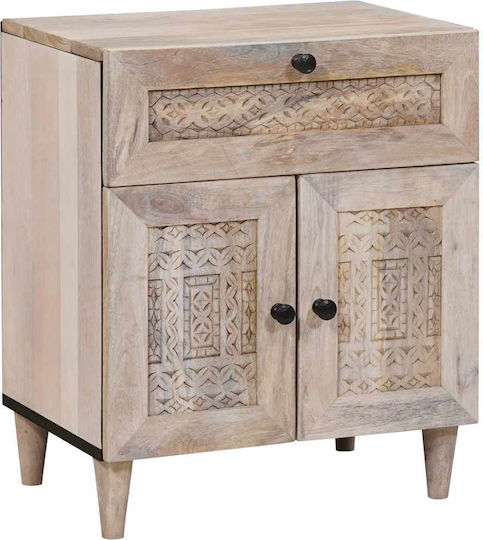 Bedside Table Made of Solid Mango Wood 50x33x60cm