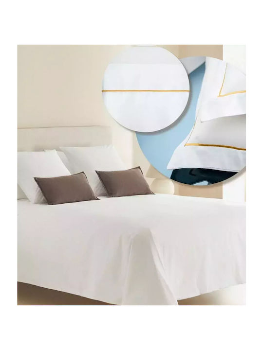 Homeone Σετ Σεντόνια Υπέρδιπλα 240x260εκ. Λευκό-χρυσό (4τμχ)