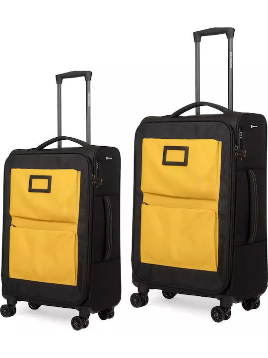 Newcom Travel Suitcases Fabric Yellow with 4 Wheels Set of 2 Pieces