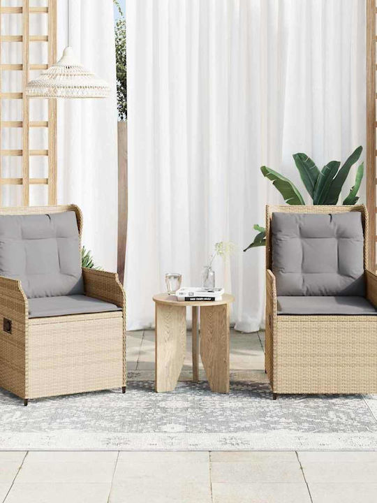 Outdoor-Stuhl Rattan Garten Beige mit Kissen 2S...