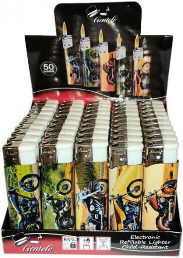 Lighter Gentelo Motorcycles Electronic 8cm Large 662-2431 Box 50 Pieces