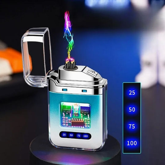 Презареждаем Ветроустойчив Светещ Запалка С Дигитален Дисплей Led Usb Type-c Zh-021667