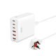 XO Βάση Φόρτισης GaN με 3 Θύρες USB-A και 3 Θύρες USB-C 75W σε Λευκό χρώμα (L133(UK))