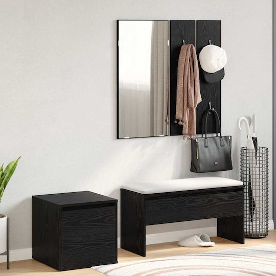 Eingangsmöbel mit Spiegel Black Oak 80x31x40cm