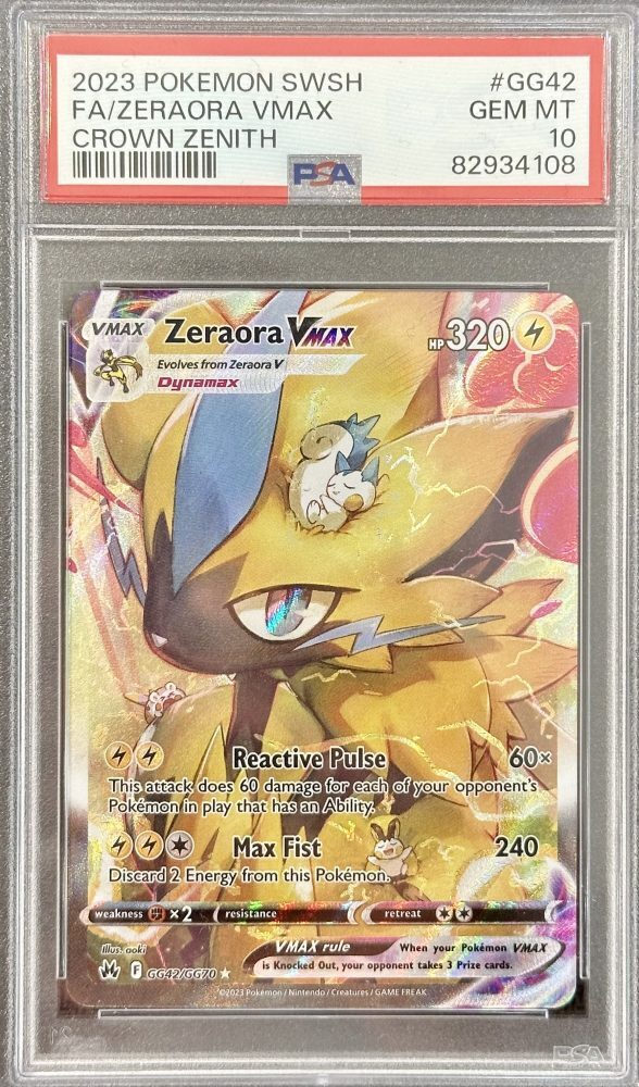 Zeraora Vmax Crown Zenith English 2023 #gg42/gg70 Psa Gem Mt 10