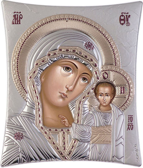 Silver Icon of Panagia Kazanskaya 16x20 Slevori 9875-00144tbr1fwd