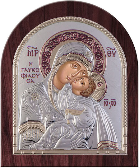 Silver Icon of Panagia Glykofilousa 11x12.9 Slevori 9835-00206obr1rwb