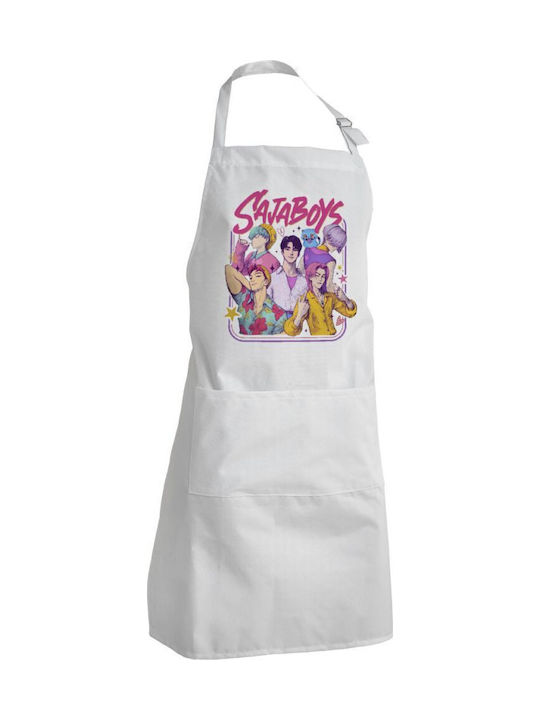 Koupakoupa Huntrix Saja Boys Ποδιά Κουζίνας Λευκή 22x40cm KP_31153_apron-bbq-adult