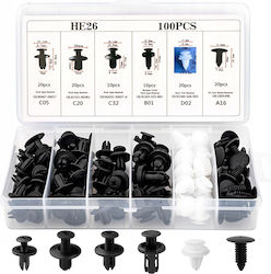 Set of 100 Pieces Car Clips Upholstery Bumpers Plastic Organizer 13p-10126