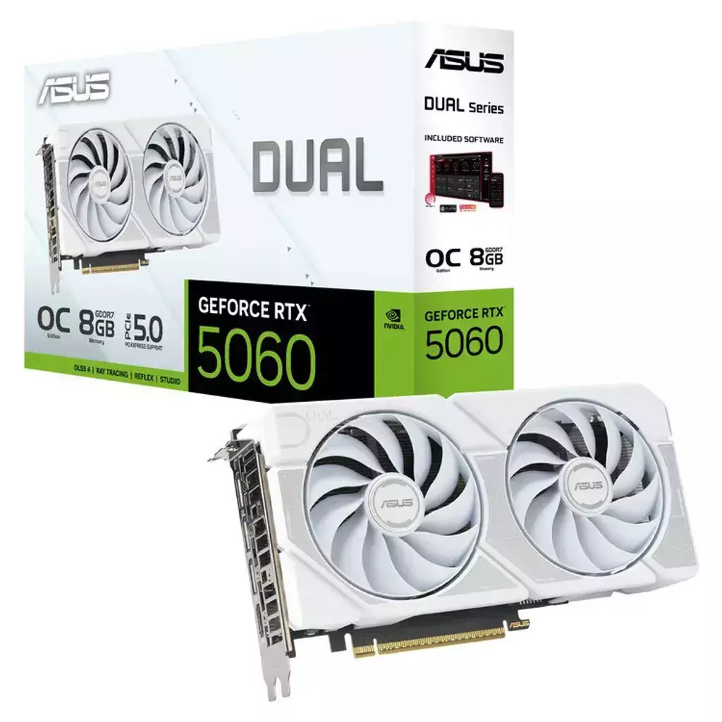 Asus GeForce RTX 5060 8GB GDDR7 Dual White OC Κάρτα Γραφικών