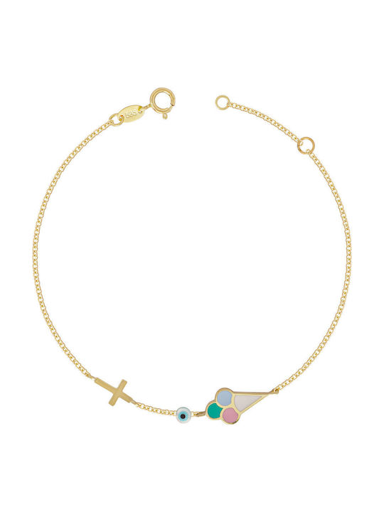 Kiriakos Gofas Παιδικό Βραχιόλι Αλυσίδα από Χρυσό 14K