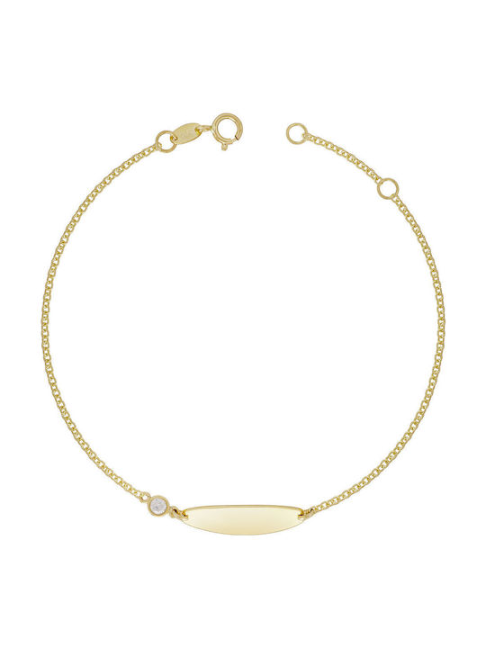 Kiriakos Gofas Kids Bracelet ID from Gold 14K with Stones