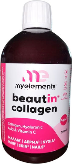 My Elements Beautin Collagen με Βιταμίνη C και Υαλουρονικό Οξύ 500ml Φράουλα Βανίλια