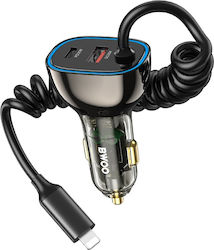 BWOO Auto-Ladegerät mit Anschlüssen 1xUSB-A 1xType-C und Kabel Blitzschlag BWOO Auto-Ladegerät mit Anschlüssen 1xUSB-A 1xType-C und Kabel Blitzschlag