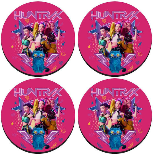 Koupakoupa Huntrix K-pop Series Round Coaster Wooden Pink 4pcs