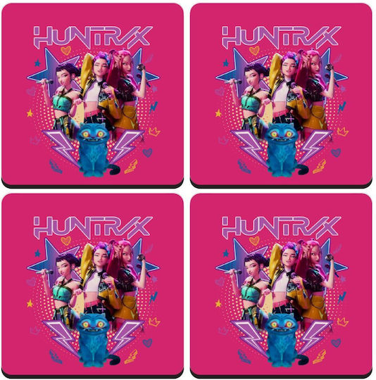 Koupakoupa Huntrix K-pop Series Σουβέρ Ξύλινο Ροζ 4τμχ