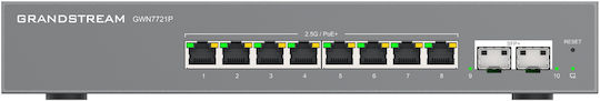 Grandstream GWN7721P Managed L2 PoE+ Switch with 8 Gigabit (1Gbps) Ethernet Ports and 2 SFP Ports