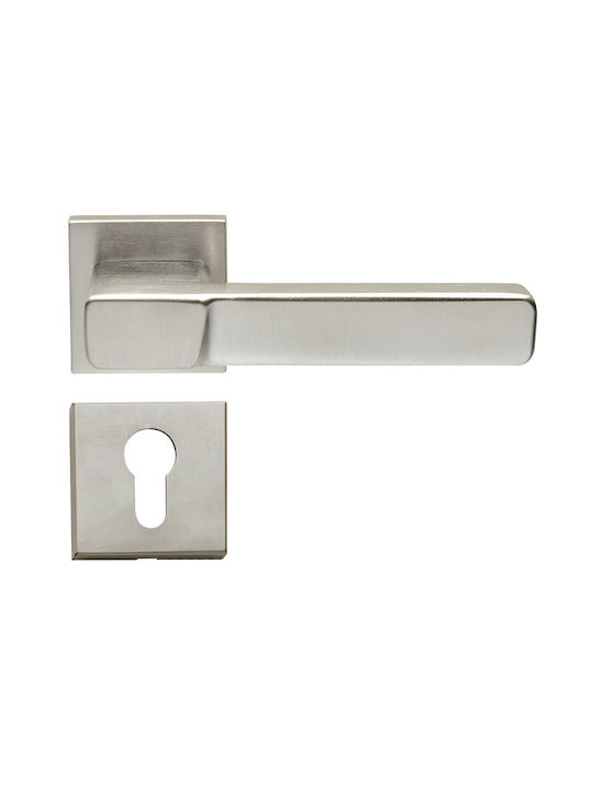 Ilavio Lever Middle Door with Rosette 2516 Pair Silver