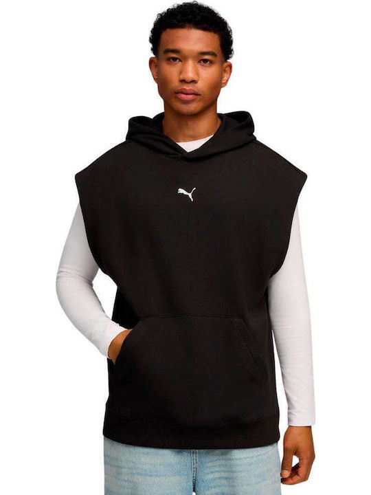 Graphic French Terry Sweatshirt with Hood Black