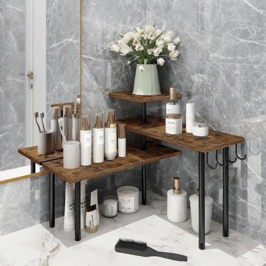 Corner Bathroom Shelf Wooden 66x17.5x38cm Brown