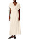 Summer Maxi Shirt Dress Ecru Beige