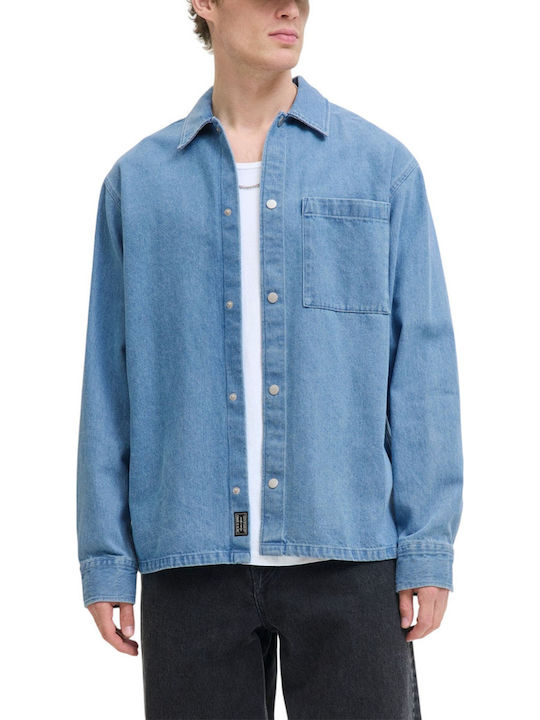 Overshirt Din Denim Cu Mânecă Lungă Albastru Deschis Denim