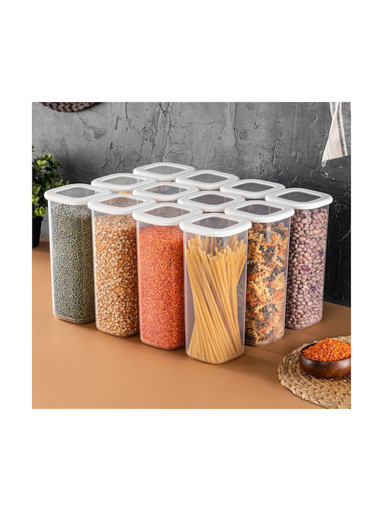 UnicUtil Set 12 Bucăți Vaze Utilizare Generală cu Capac Ermetic Plastic Alb 10x10x10cm 12 Bucăți