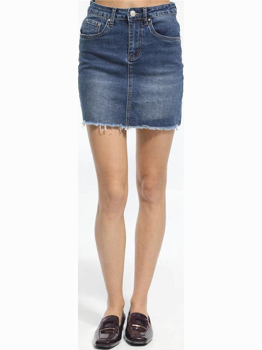 Denim Mini Fustă Blue