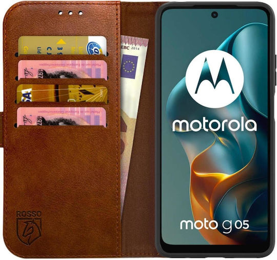 Rosso Element Pu Wallet Synthetic Leather / Silicone Brown (Motorola Moto G05, Motorola E15)