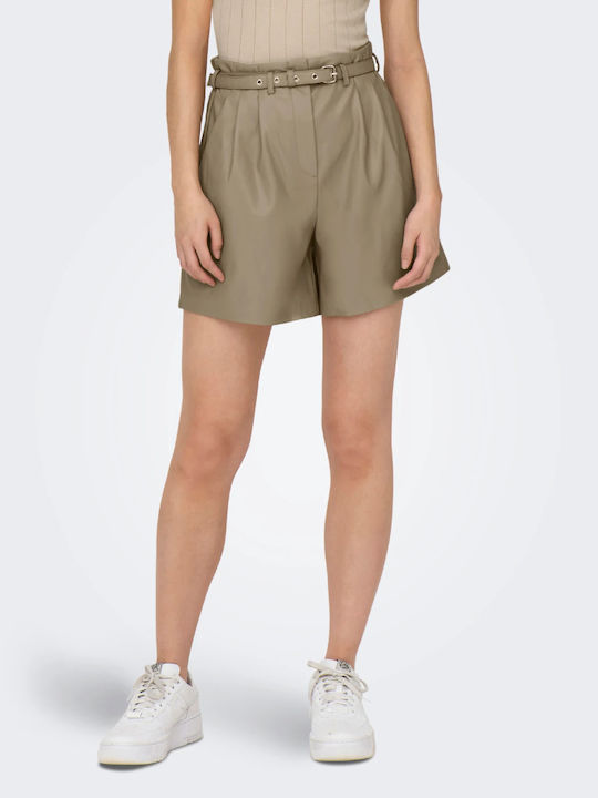 Only Women's Leather Shorts Beige