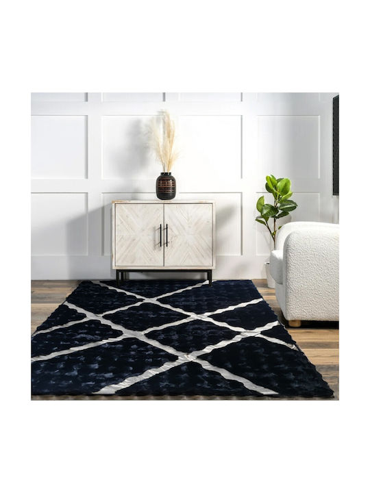 Χαλί Ορθογώνιο Γούνινο Μαύρο-ασημί 160x220cm