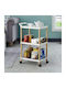 Rectangular Side Table Made of Solid Wood with Wheels White W45xL32xH71cm