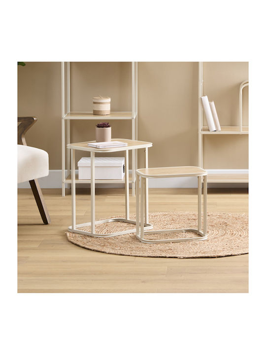 Ορθογώνιο Σετ Ζιγκόν Μεταλλικό Beige 2τμχ Μ39xΠ33xΥ46εκ.