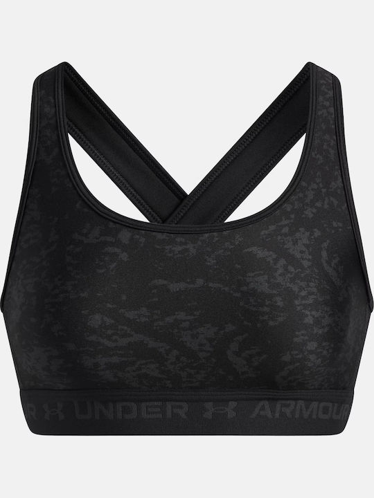 Under Armour Crossback Mid Print Γυναικείο Μπουστάκι Μαύρο