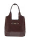 Damen-Schultertasche Braun Krokodil