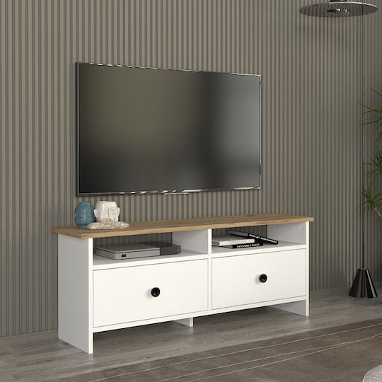 Έπιπλο Τηλεόρασης Gradias Λευκό - Sapphire Oak Μ120xΠ29.6xΥ46.8cm