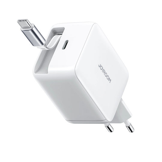 Joyroom Φορτιστής GaN με Θύρα USB-C και Καλώδιο USB-C 67W Power Delivery Λευκός (JR-TCL06)