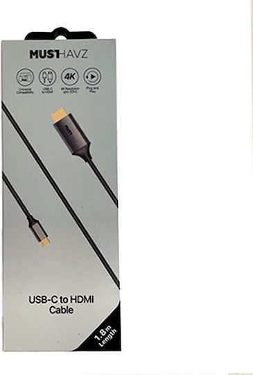 Musthavz Usb C Cablu HDMI de sex masculin - HDMI de sex masculin 1.8m Negru