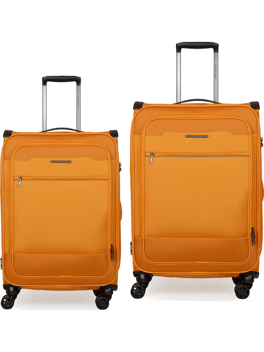 Newcom Reisegepäck Stoff Orange mit 4 Räder Koffer-Set 2 Stück Mittel/Groß