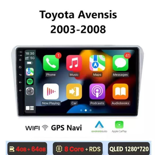 Ηχοσύστημα Αυτοκινήτου για Toyota Avensis 2003-2008 (Bluetooth/USB/WiFi/GPS/Apple-Carplay/Android-Auto) με Οθόνη Αφής 9"