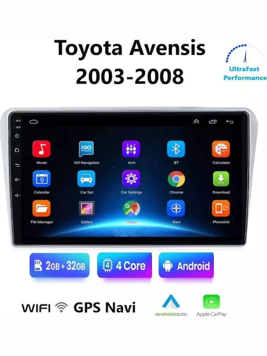 Car Audio System for Toyota Avensis 2003-2008 (Bluetooth/USB/WiFi/GPS/Apple-Carplay/Android-Auto) with Touch Screen 9"