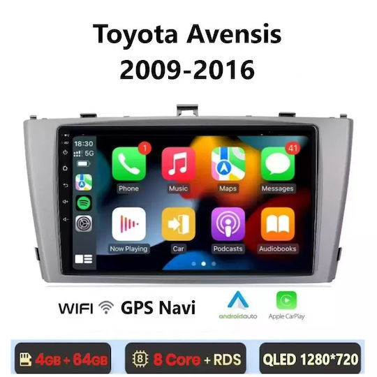 Ηχοσύστημα Αυτοκινήτου για Toyota Avensis 2009-2016 (Bluetooth/USB/WiFi/GPS/Apple-Carplay/Android-Auto) με Οθόνη Αφής 9"