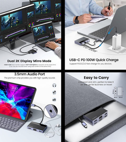 Orico Хъб 5 порта с връзка USB-A Черен