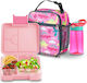 Lunchbox Πλαστικό Παιδικό Σετ Φαγητού Δεινόσαυροι Ισοθερμικό Ροζ
