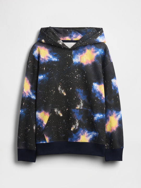 Fleece Kinder-Sweatshirt mit Kapuze und Taschen Outer Space