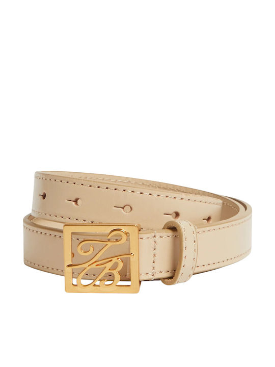 Leather Women's Belt Beige