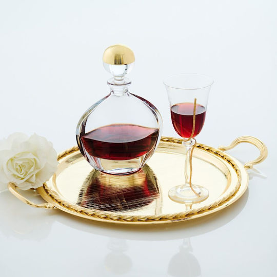 Pantazelos Creations Dekanter-Set mit Weinglas auf Tablett Inox Gold 3 Stück