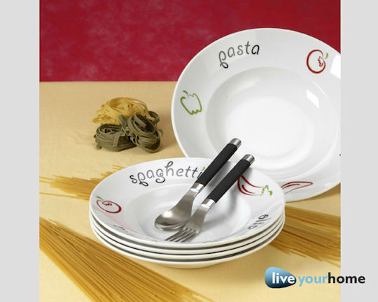 Cryspo Trio Plate Pasta made of Porcelain 7pcs